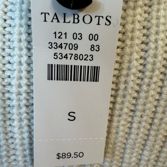 TALBOTS Women’s Ivory Lamb’s Wool Blend High Neck Cable Knit Tunic Sweater Small - Picture 5 of 9